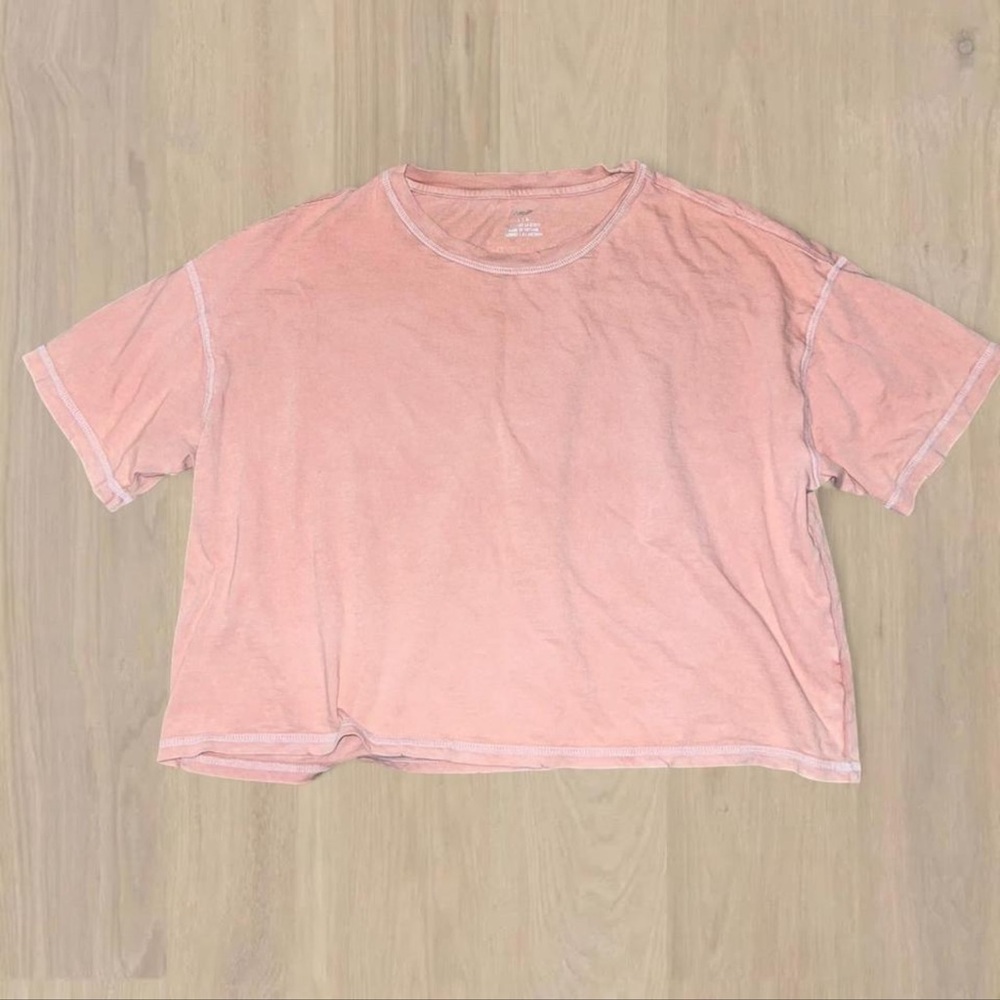 aerie “keep it real” peach scoop neck tee